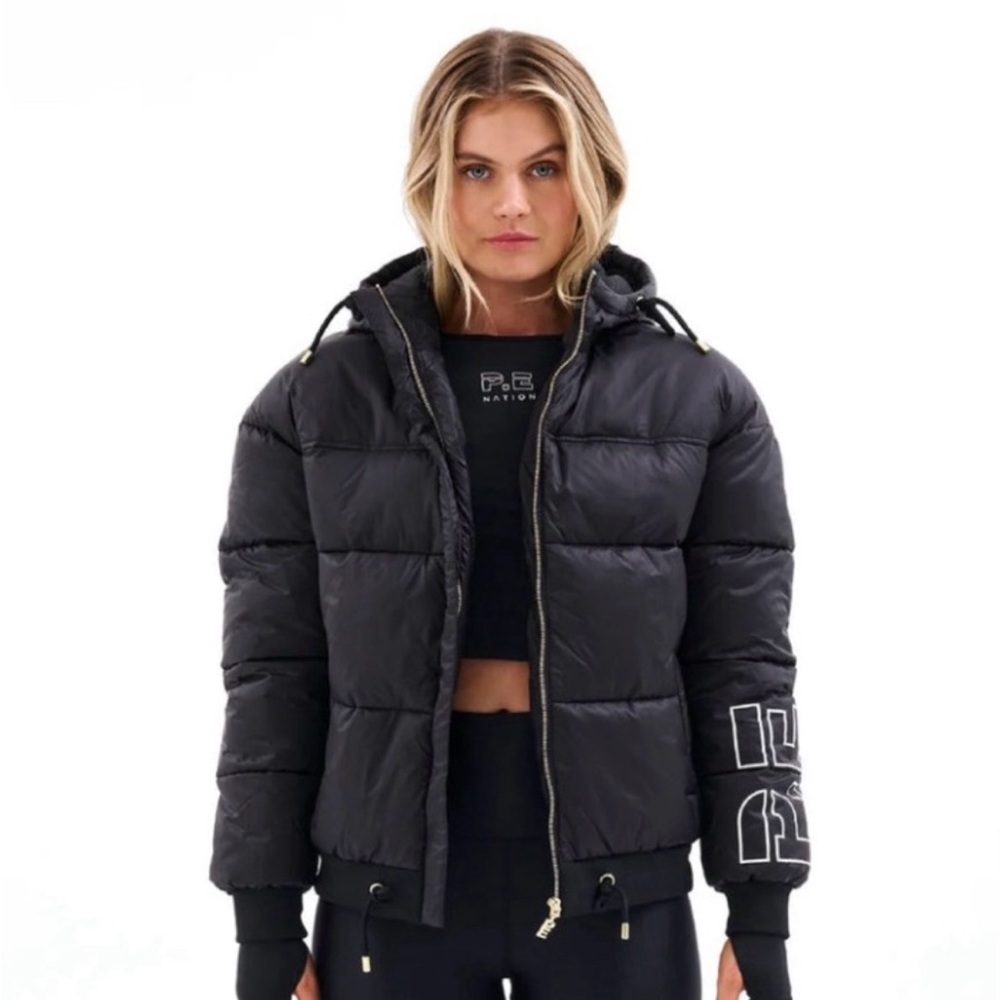 P.E Nation Black Hooded Puffer Jacket